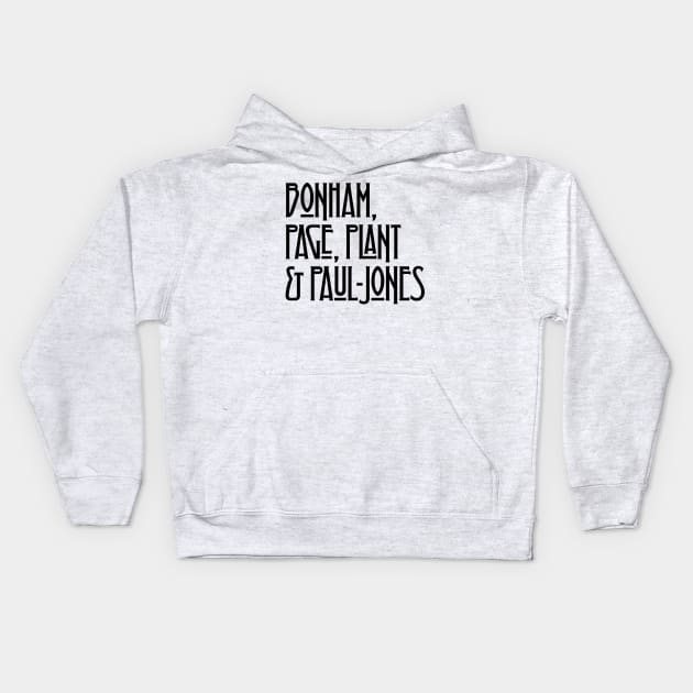 Bonham, Page, Plant & Paul-Jones Kids Hoodie by DAFTFISH